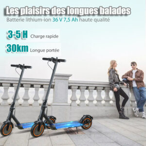 Trottinette Electrique - Vitesse Maximale 25 KM/H, 250W-500W, Pneus Solides 8.5'', Batterie 7,5AH, Autonomie 25-30KM, Double Frein, APP, Charge Max 120 KG - 图片 4