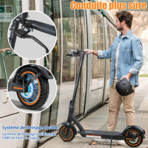 Trottinette Electrique - Vitesse Maximale 25 KM/H, 250W-500W, Pneus Solides 8.5'', Batterie 7,5AH, Autonomie 25-30KM, Double Frein, APP, Charge Max 120 KG - 图片 7